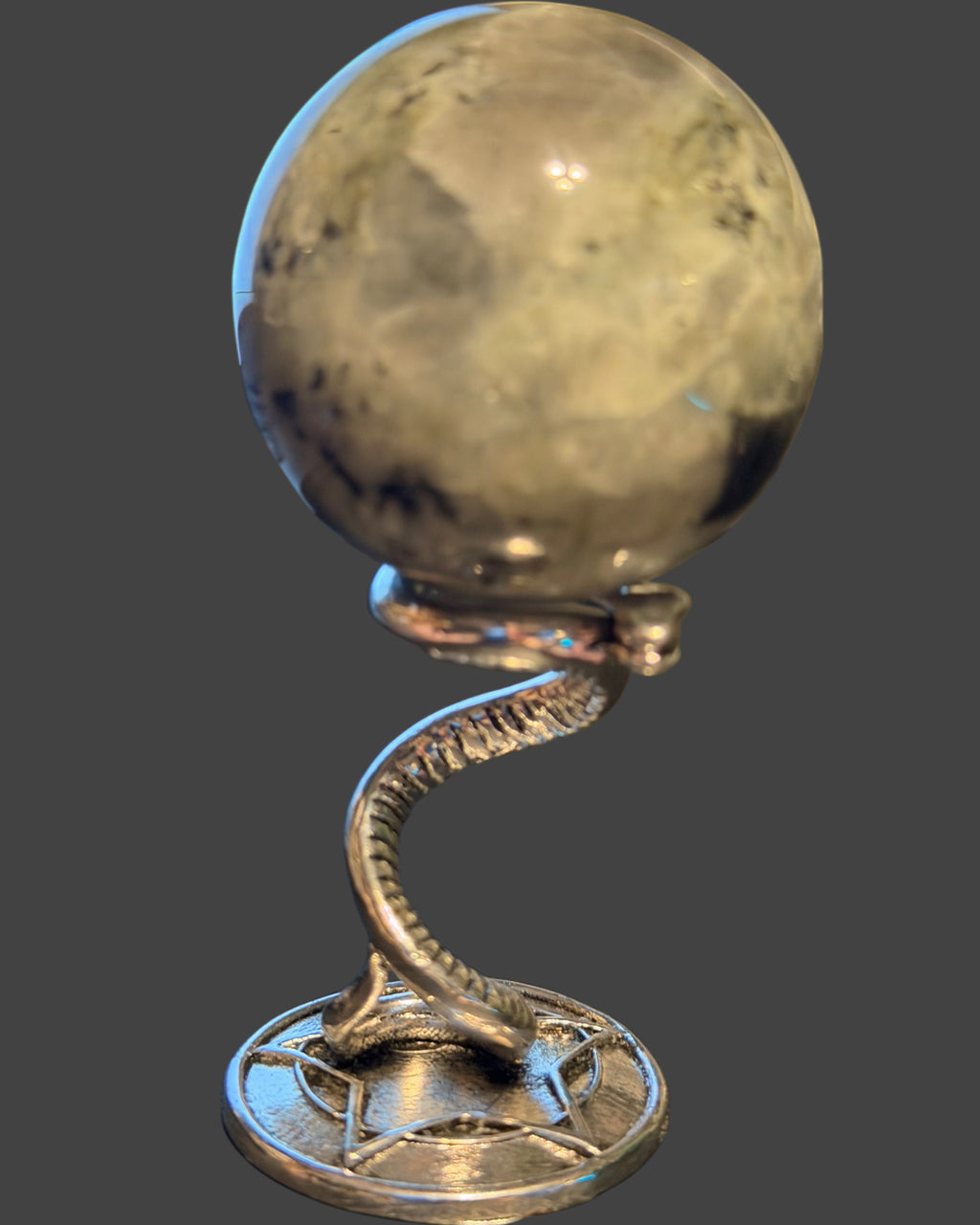 Labradorite Sphere on Silver-tone Serpent Stand