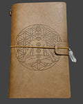 Leather Style Journal with Clear Quartz - Chakra Meditation Design