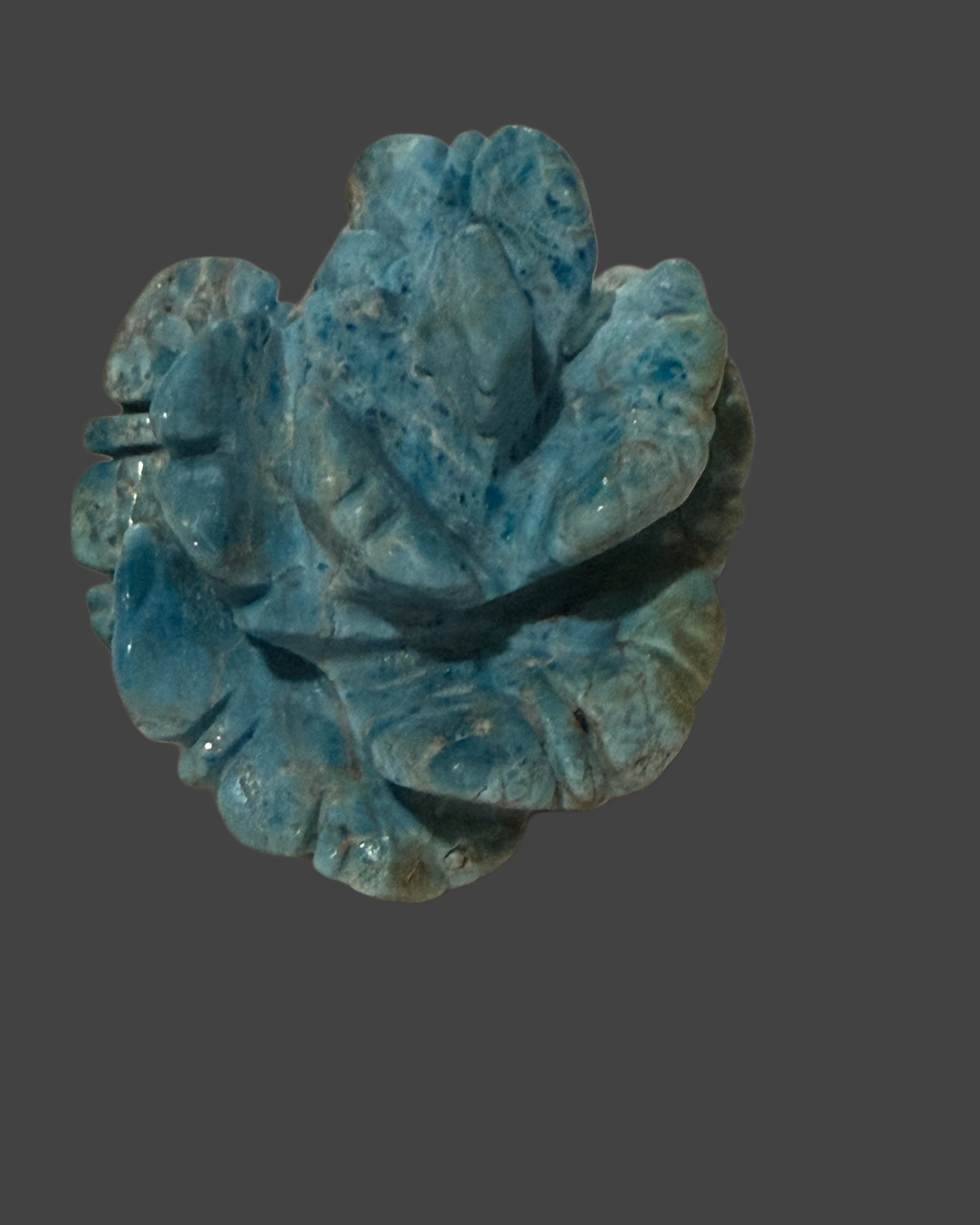 Blue Apatite Rose Carving - 2"