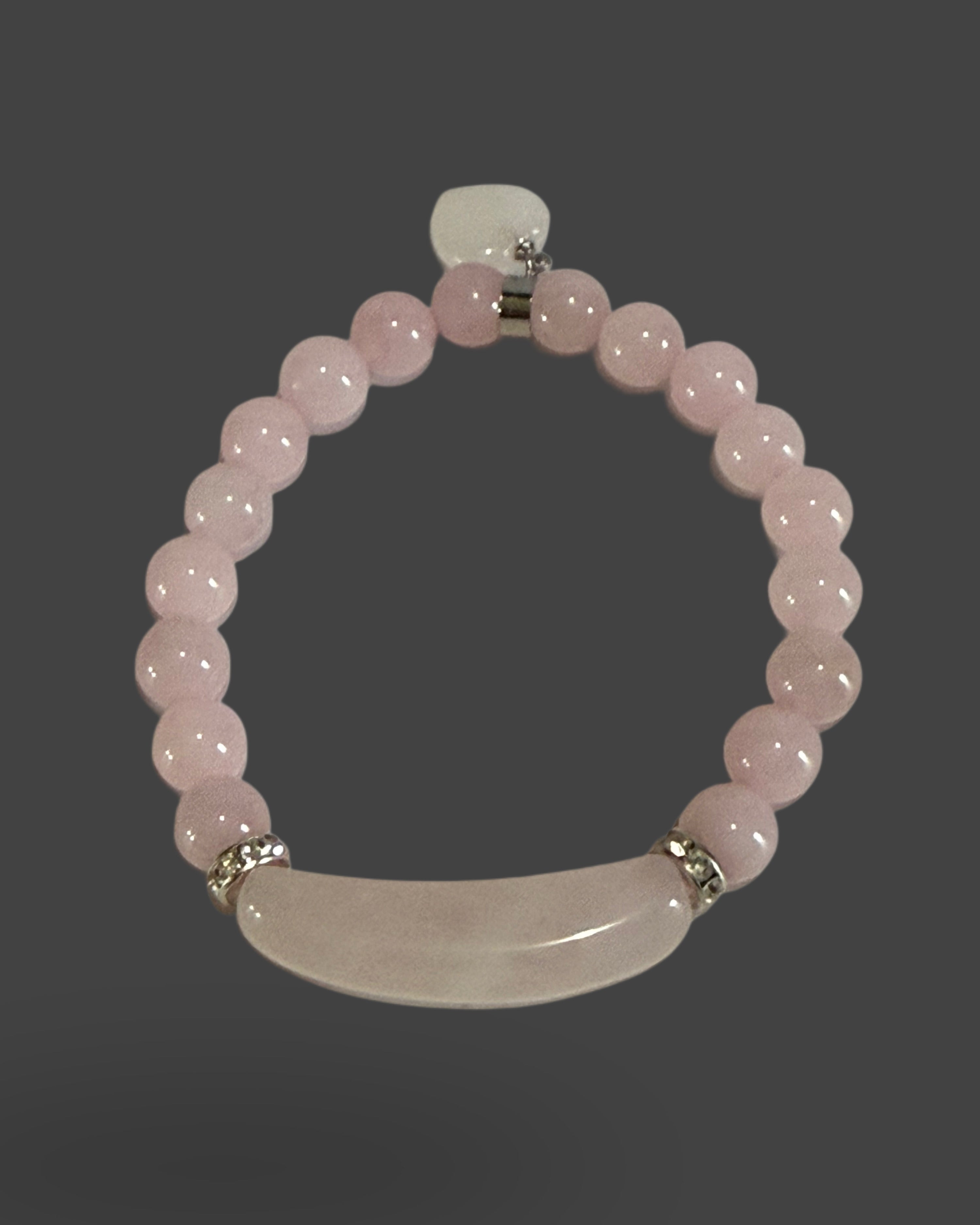 Rose Quartz Bracelet with Heart Charm