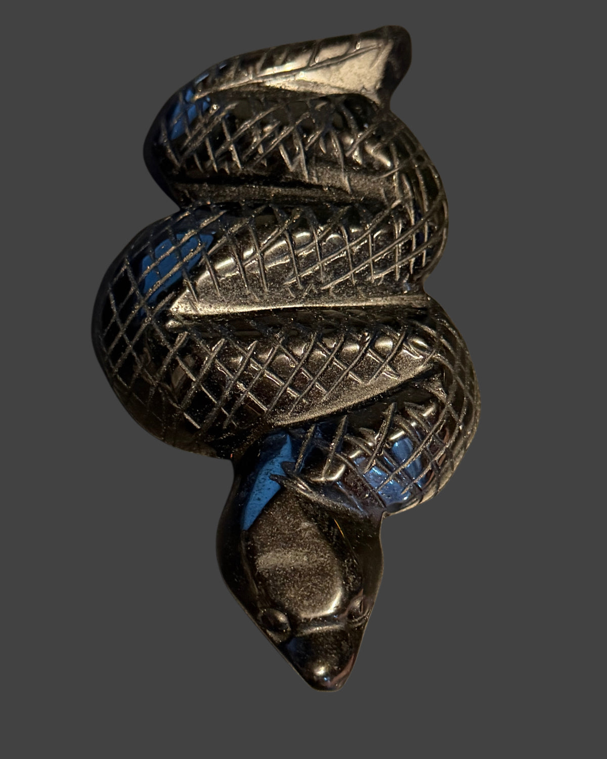 Black Obsidian Carved Snake - 4.5 In.