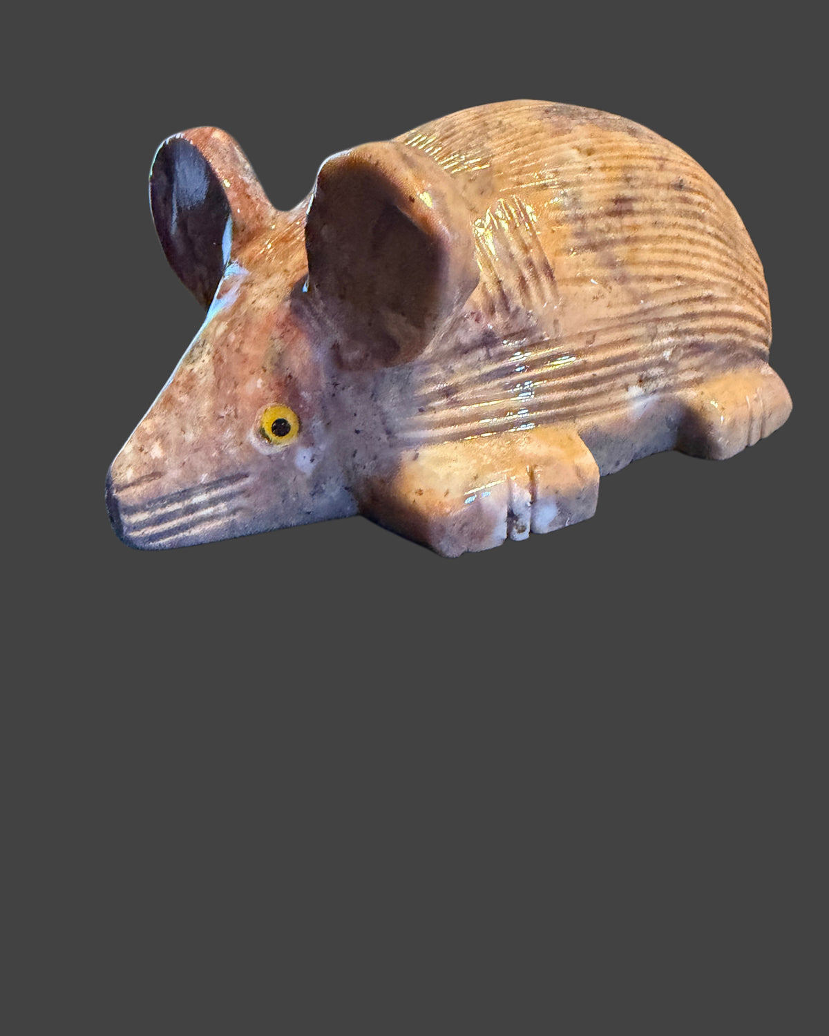 Carved Soapstone Rat - 3 In.