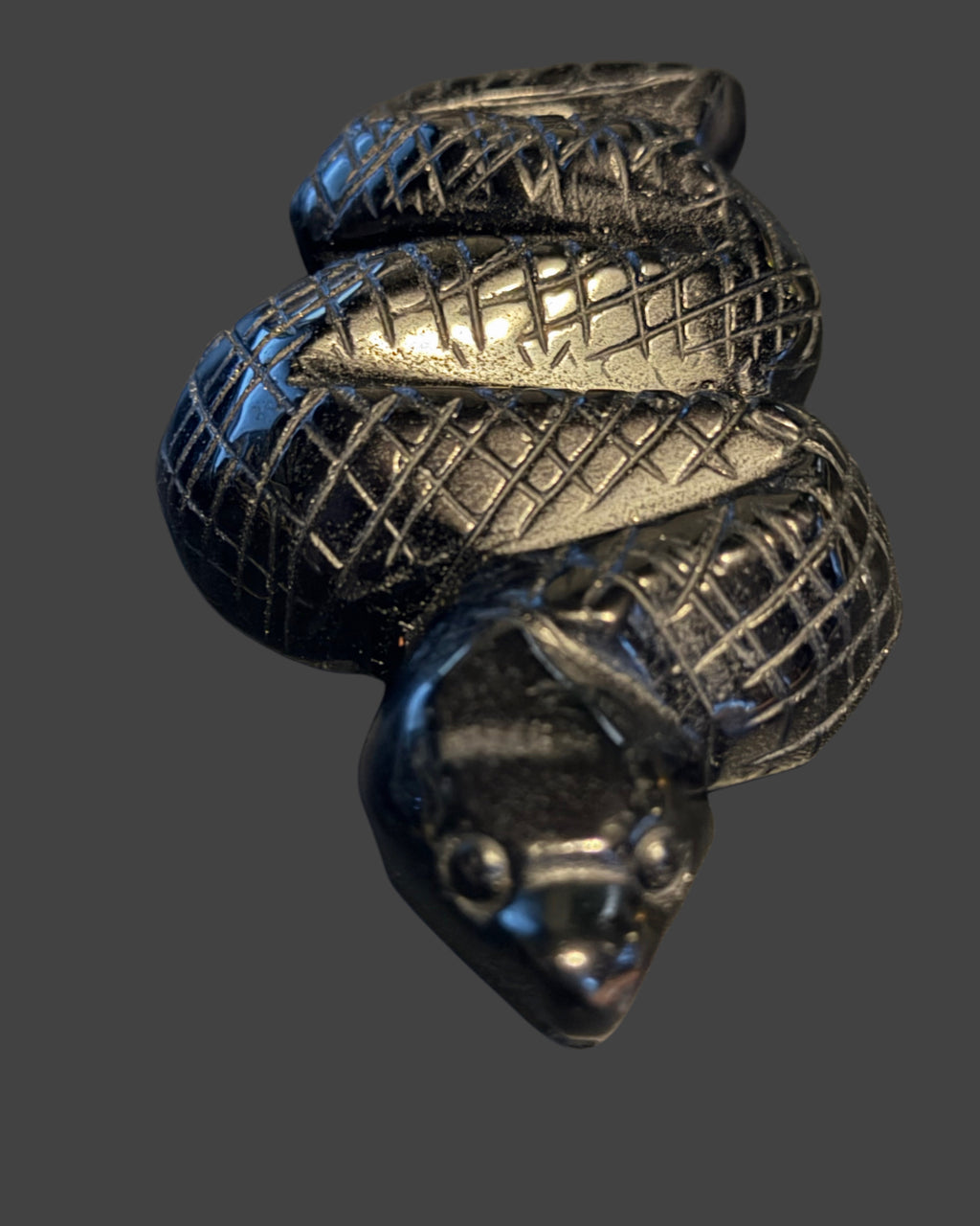 Black Obsidian Carved Snake - 4.5 In.