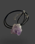 Raw Amethyst Chunk Necklace on Cord