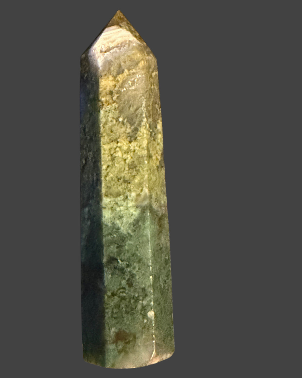 Moss Agate Tower with Druzy