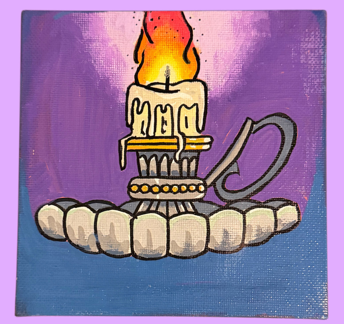 Original Candlestick Painting - 5 x 5 Canvas