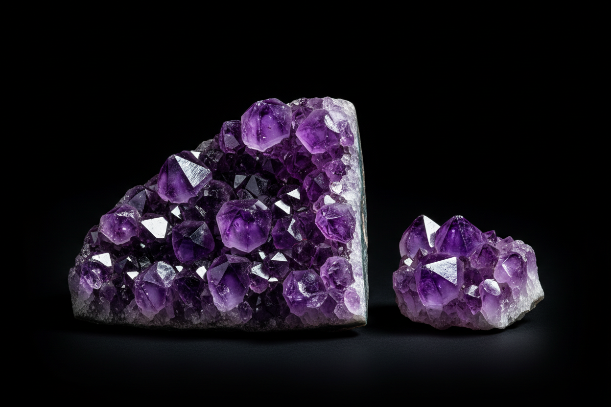 Amethyst crystal on black background