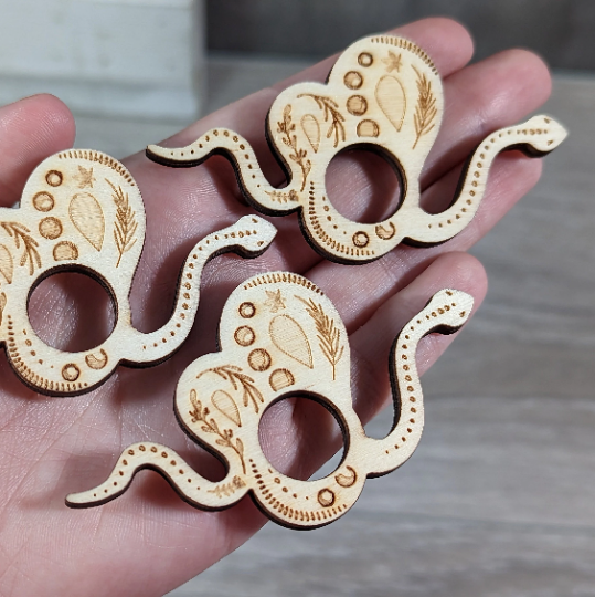 Wood Sphere Stand for Small  Spheres –Snake Etched