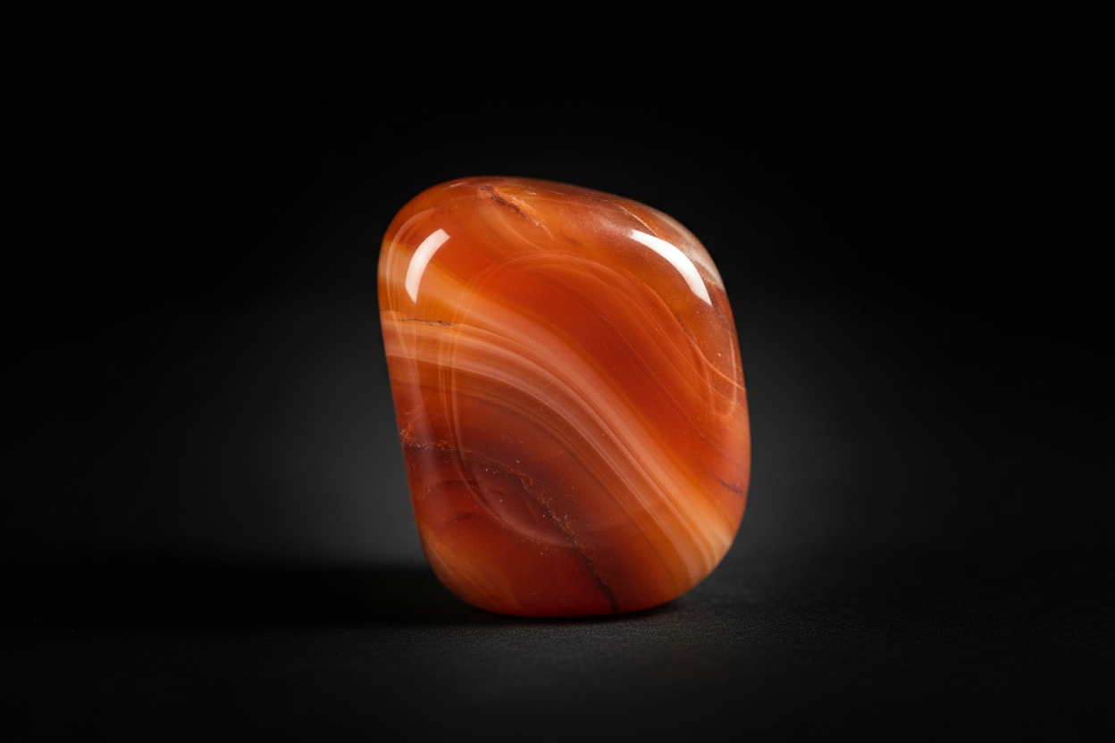 Carnelian crystal on black background