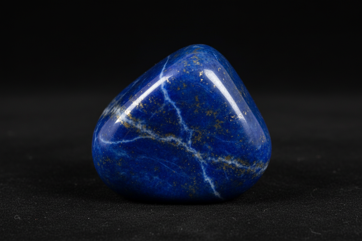 Lapis lazuli crystal on black background