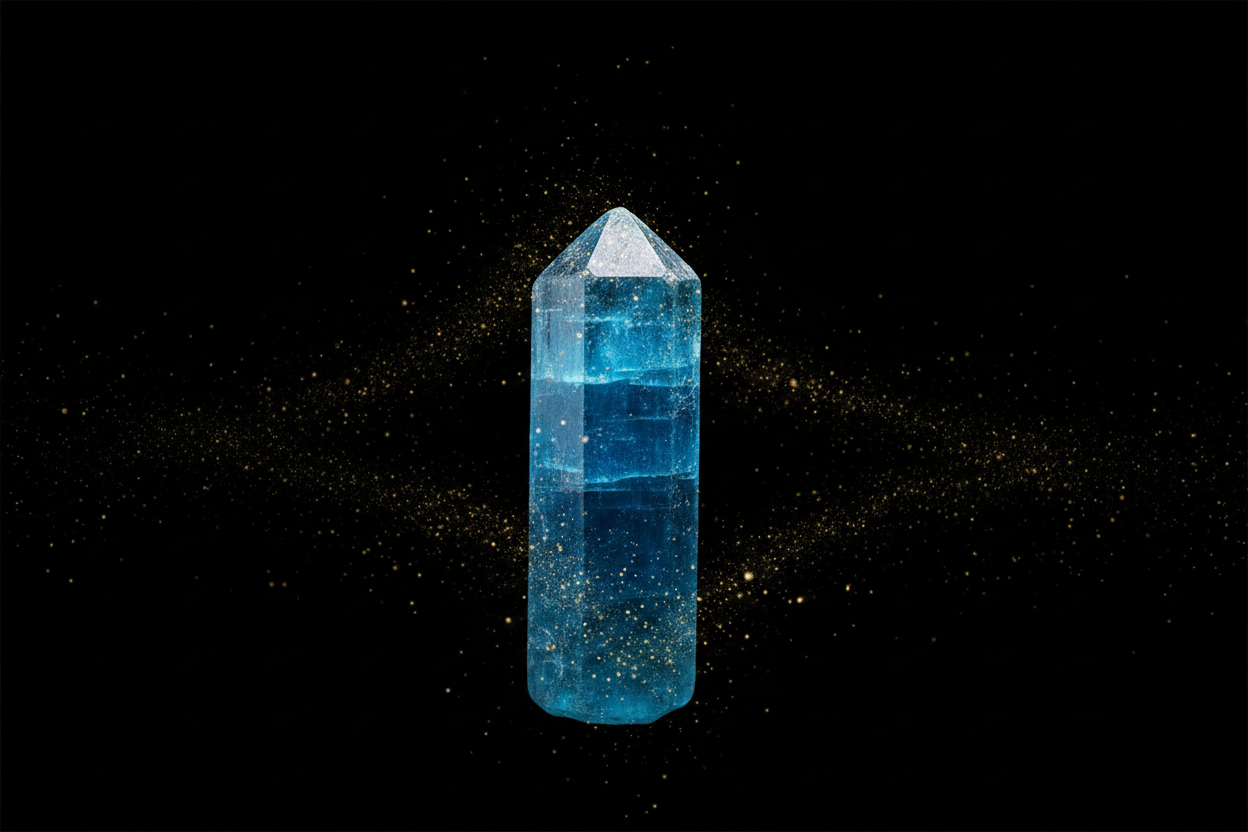 Raw Blue Apatite - Black Background